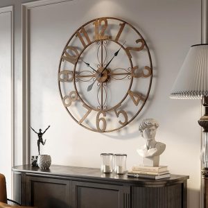 Retro Bronze 36" Wall Clock - Rustic Office Decor