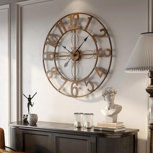 Retro Bronze 36" Wall Clock - Rustic Office Decor