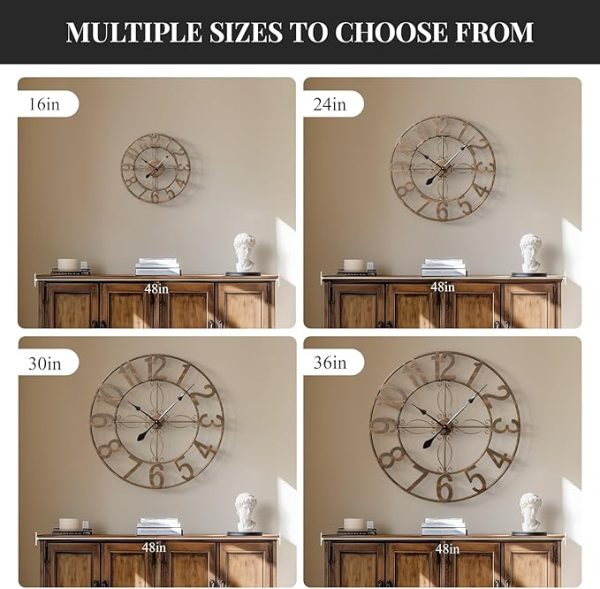 Retro Bronze 36" Wall Clock - Rustic Office Decor - Image 2