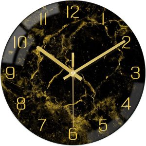 Modern Marble Clock - Gold Accent | VIKMARI
