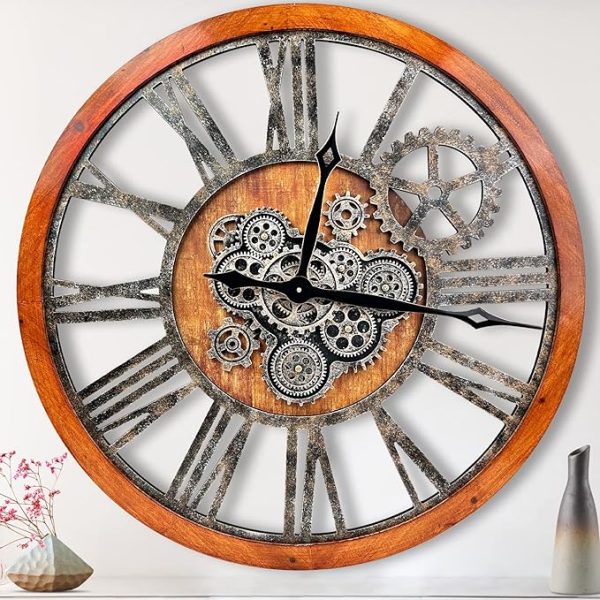 Large Moving Gear Wall Clock - 36" Statement Piece